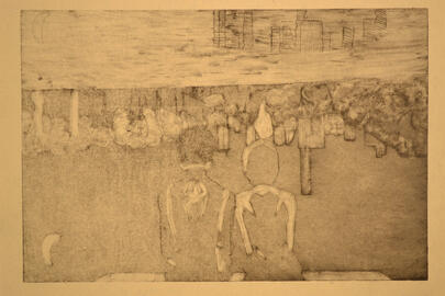 Miles &amp; Gwen, Intaglio printmaking, 10 x 10 inches, 2025
